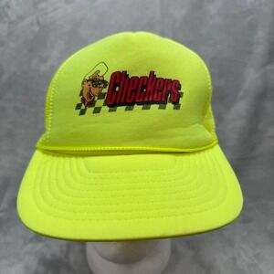 Checkers Trucker‎ Hat Neon Yellow Novelty Fast Food Restaurant Promo Cap
